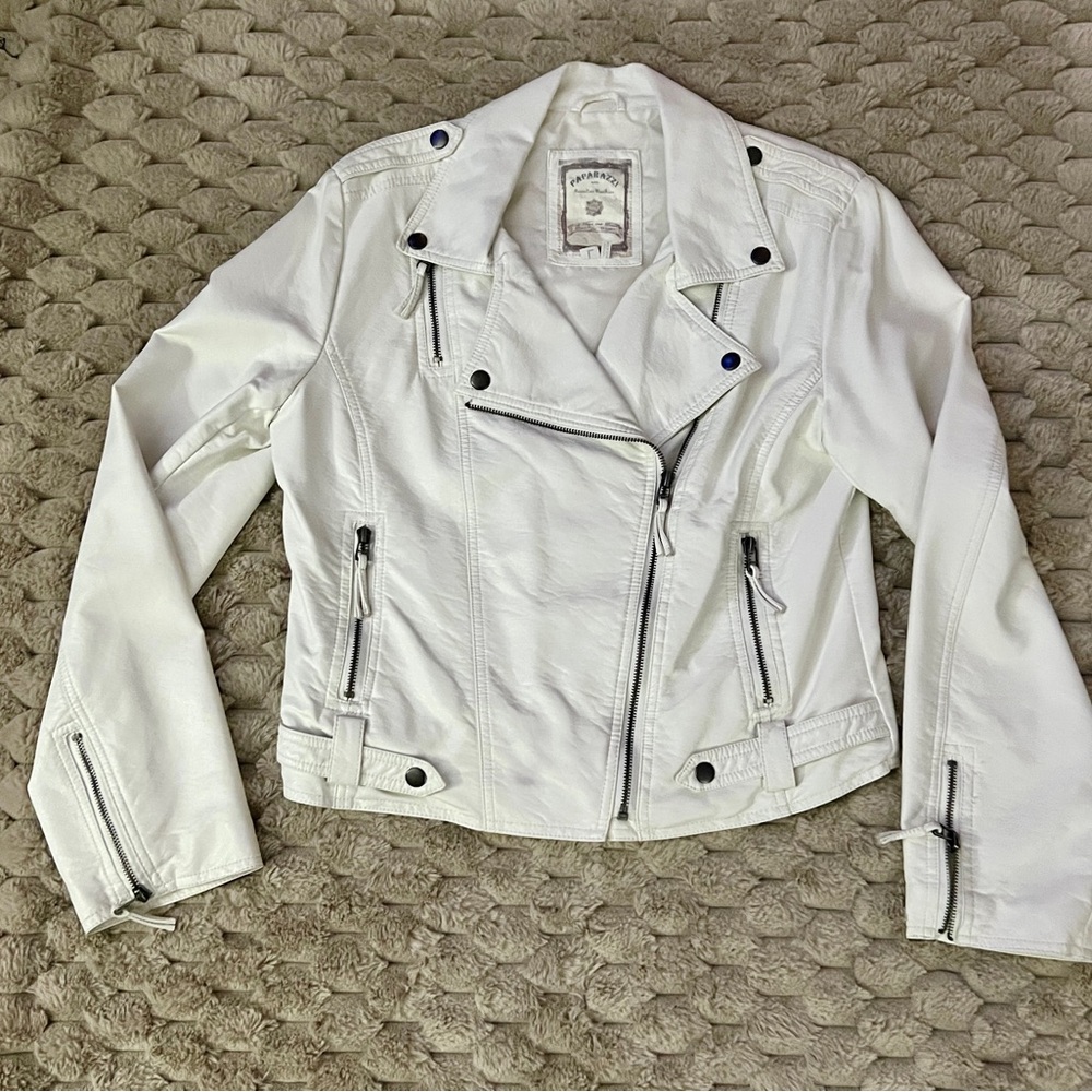 Paparazzi Faux Leather Moto Jacket | Ivory/Cream | Chic Minimal Classic